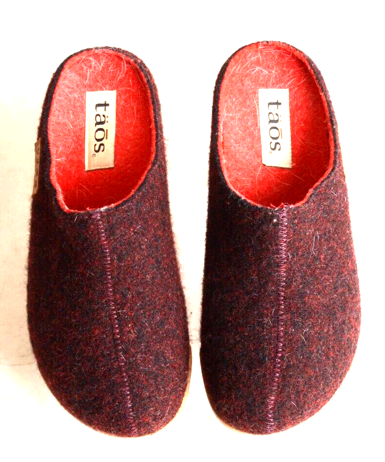 Taos Woolery Women's 6 M 37 Slip On Wool Clogs Shoes Burgundy Red Wine