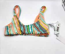 The Bikini Lab Bralette Bikini Top Women's Medium Striped Swimwear Separates New