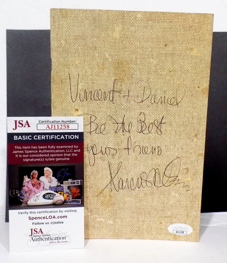 Marcus Allen Autographed Signed Los Angeles Raiders NFL "Vincent+Daniel" New River Storehouse Wine List JSA CO 