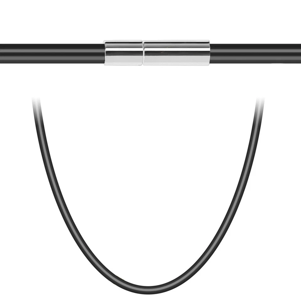 Rimorchio 316L Acciaio Inox Chitarra Cinturino IN Pelle Argento Collana Oro Nero - Immagine 2 di 2