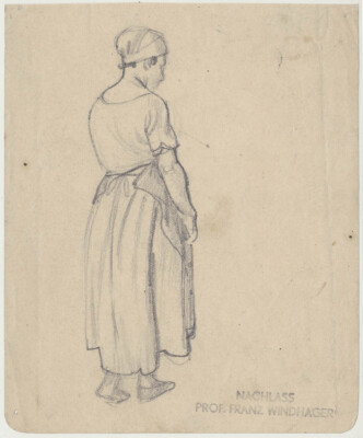 1910s figure study by Austrian Franz Windhager (1879 1959), with estate stamp