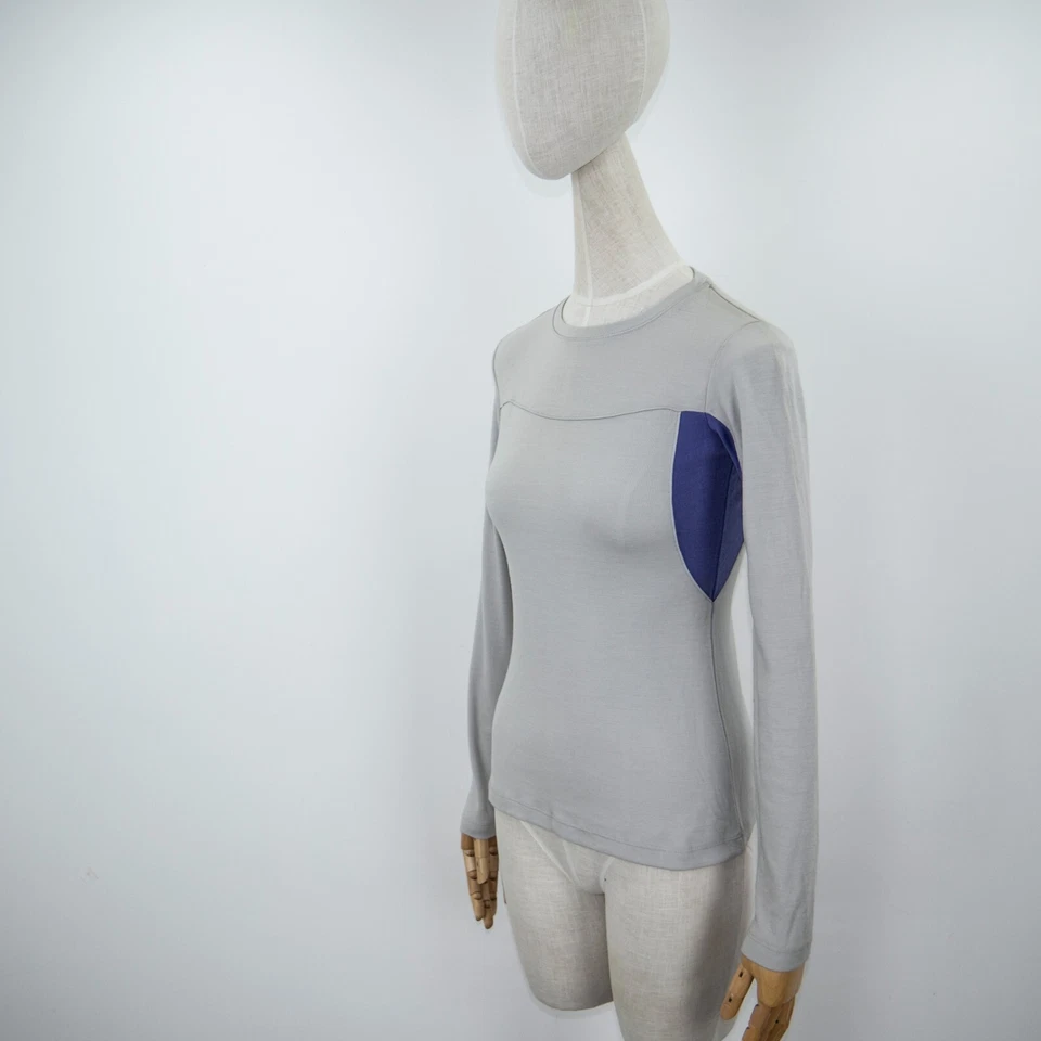 Top Pullover básico 100 % lana merino manga larga cuello redondo IBEX para mujer talla XS Foto 3 de 4