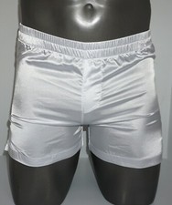 NEW MEN'S WHITE SATIN BOXER SHORTS SIZE MEDIUM