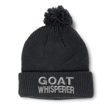 Pom Pom Beanies for Women Goat Whisperer Embroidery Humor Acrylic Skull Cap