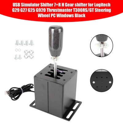 7+R USB Simulator H Gear shifter for Logitech T300RS/GT Steering Wheel PC Black