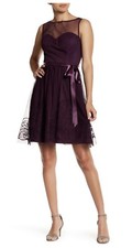 Eliza J Sleeveless Illusion Neckline Dress Size XL Eggplant