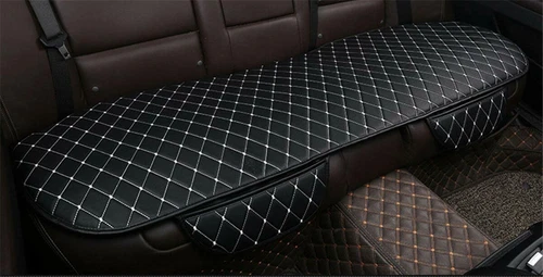 Black White Car Seat Cover Breathable PU Leather Mat for Rear Back Seat Cushion  - Imagen 3 de 11