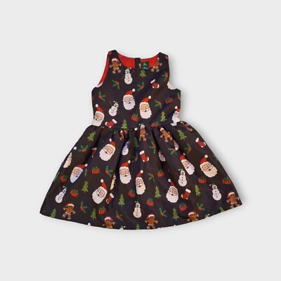 Girls Christmas Dress XL (10/12) Santa Gingerbread Man Snowman Holly | eBay