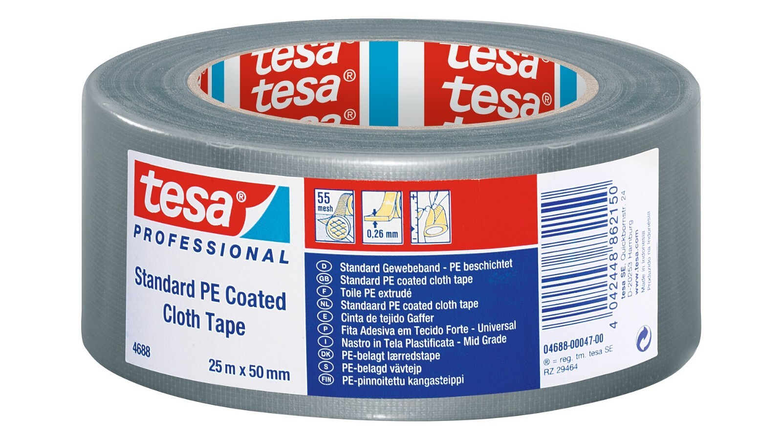 TESA NASTRO TELATO PROFESSIONAL 4688 STANDARD PE COATED CLOTH TAPE 25MT X 50MM