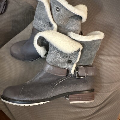 NEW MATT BERNSON TUNDRA SHEARLING GRAY BOOTS BOOTIES SIZE 8