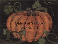 Postcard Primitive Pumpkin CT Niantic Olde Red Saltbox Autumn Folk Art Business