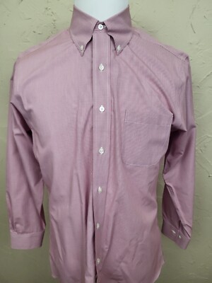 Brooks Brothers Regent Long Sleeve Button Up Shirt Red White Checks 15.5