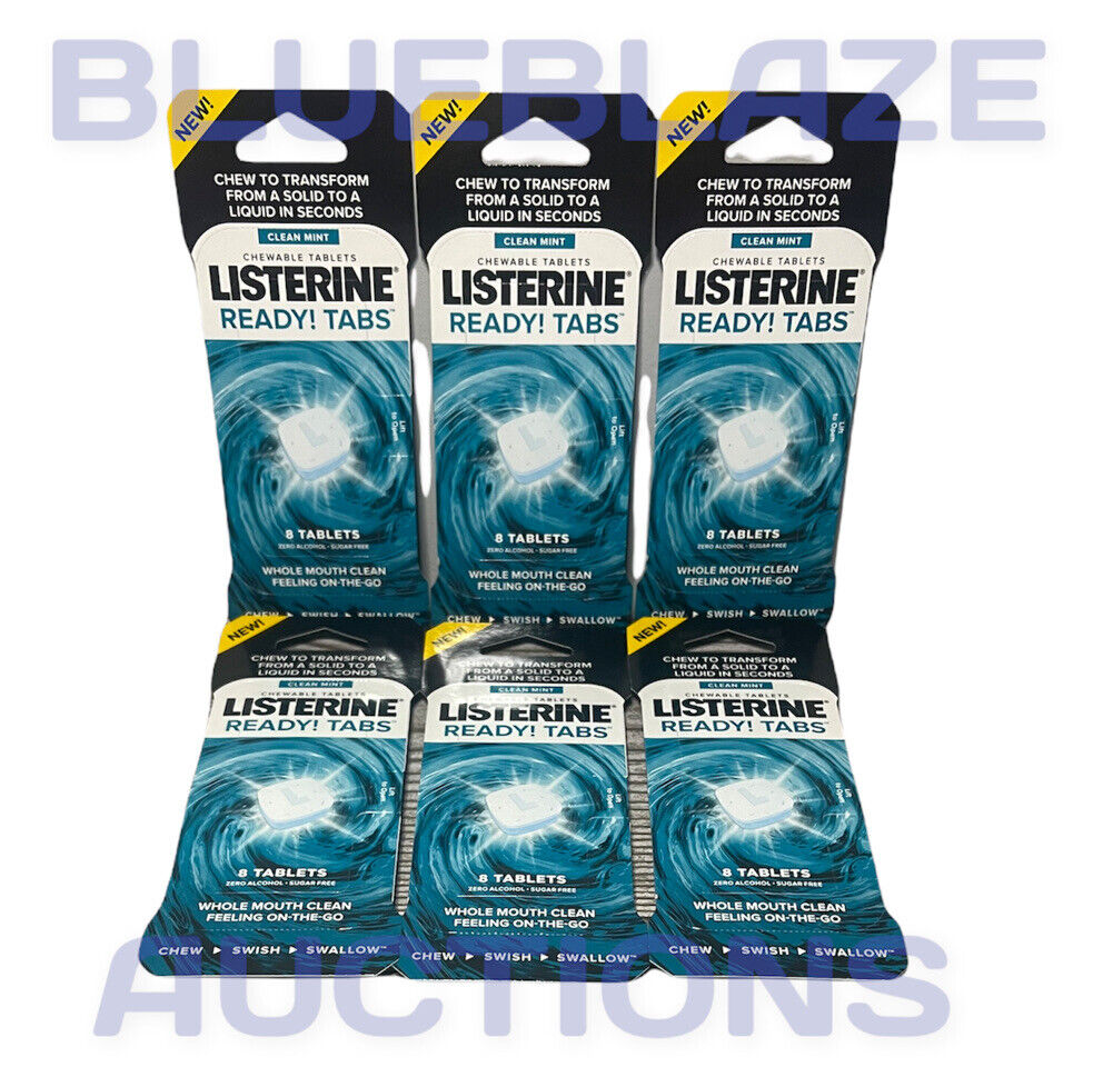 6ct Listerine Ready! Tabs Chewable Breath Tablets Clean Mint 8 Count (48 total)