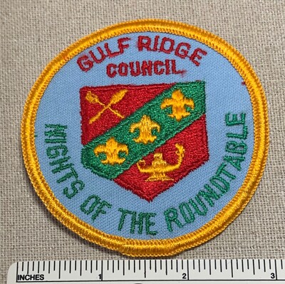 Vintage GULF RUDGE COUNCIL Boy Scout Knights of the Roundtable Badge PATCH Camp