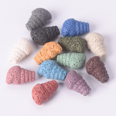 10pcs Natural Volcano Lava Stone 18x13mm Oncomelania Shape Loose Crafts Beads