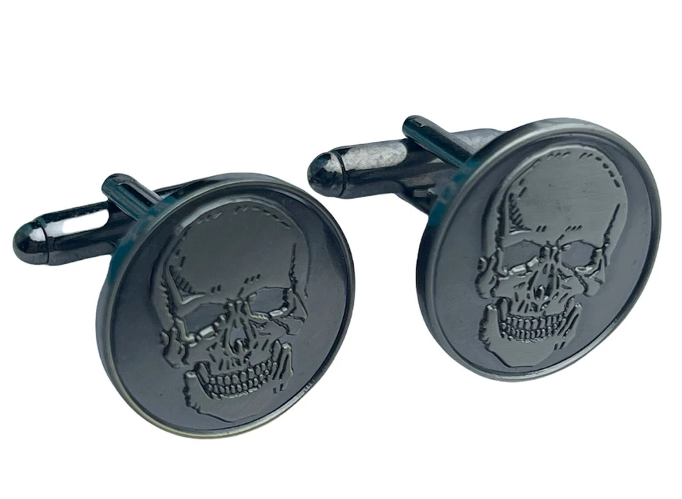 Day Of The Dead Skull 古董银色袖口链接 PMS1040 F2D18G — 第 4/4 张图片