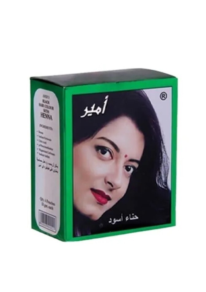 Amir's Black Hair Color With Henna 6 Pouches 10 Grams Each India for