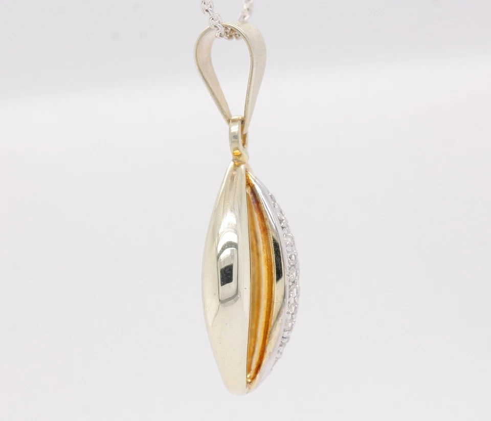 Argento Sterling Massiccio Design Zircone Cubico Ciondolo Finito 18ct Oro Giallo - Immagine 3 di 4