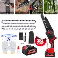 Mini Chainsaw Cordless 8 Inch Electric Chain Saw 800W With 1 or 2 Battery Power