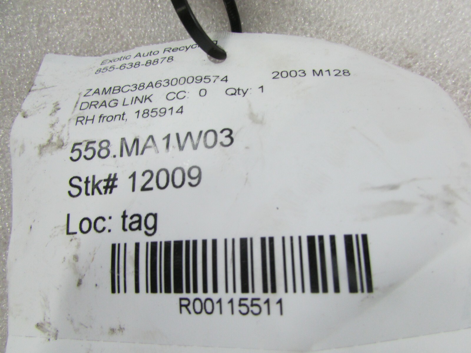 Maserati M138 Coupe / Spyder, RH, Right Front Drag Link, Used, P/N 185914