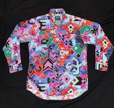 Vtg Wrangler Aztec Cowboy Cut Rodeo Shirt SZ 16-34 Made In USA Multicolor