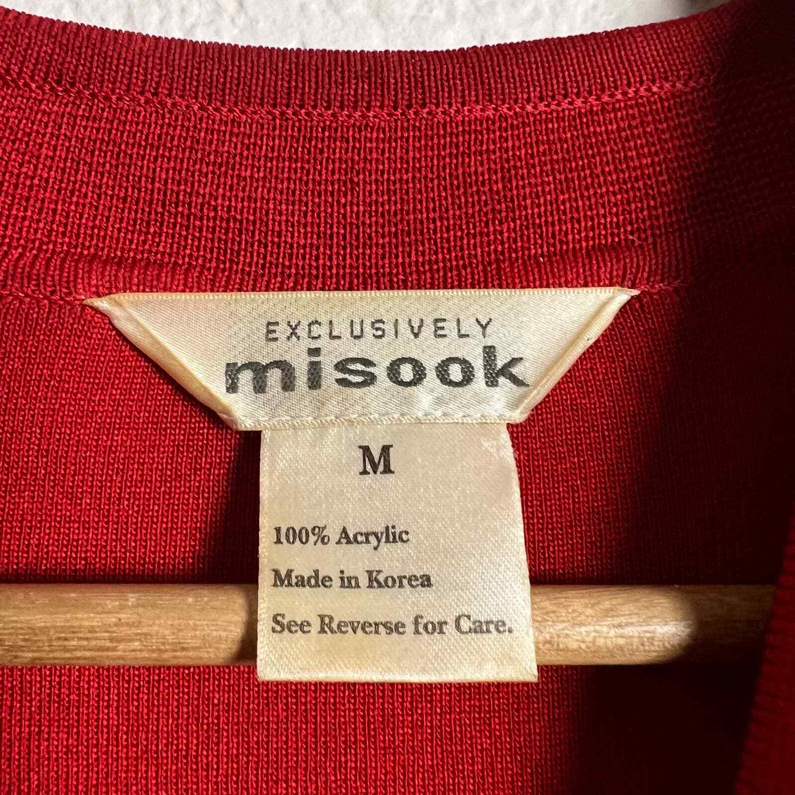 Exclusively Misook Solid Red Knit Button Front Sw… - image 8