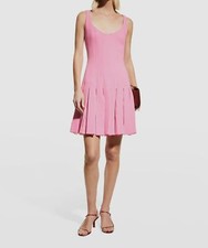 $2490 Oscar de la Renta Women's Pink Wool Pleated Fit & Flare Dress Size 8