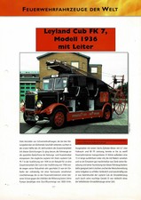 Fire Engine Leyland Cub FK 7, 1936 Model with Ladder/Information Sheet