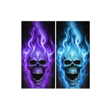 Dark Purple Skulls Blue - Purple COMBO Cornhole Board Wraps ONLY Vinyl Decal 2Pk