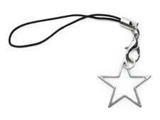 Star with Hole Phone Charm Miniblings Outline Stars Christmas Silver