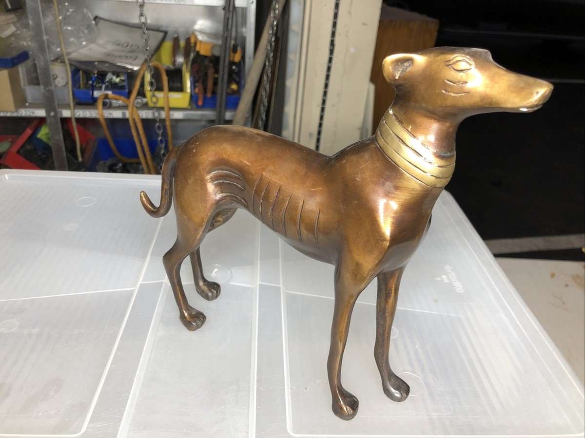 Large 8” Brass Bronze Greyhound Whippet Statue Art Sculpture Egyptian  Lbs
