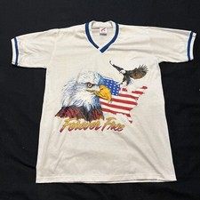 Vintage Shirt MEDIUM Forever Free Eagle 1990 Air Waves Jerzees Made In USA