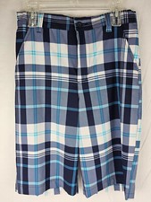 Ocean Pacific OP Boys Swim Trunks Blue , Teal White Stripes Size 18 Inseam 12"