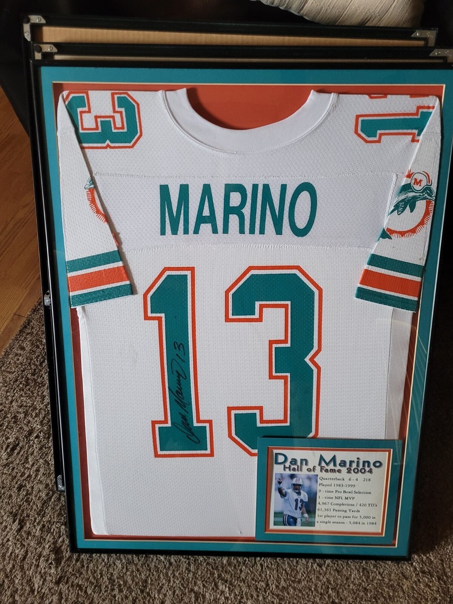 Dan Marino Autographed and Framed White Miami Dolphins Jersey W