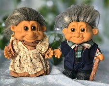 Vintage 90s RUSS Grandma Grandpa Trolls Gray Hair