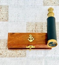 Handmade Brass Pirate Spyglass Telescope Nautical Gift with Wooden Box