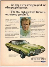 Original 1972 Ford Torino Hardtop 8.5x11 Print Ad