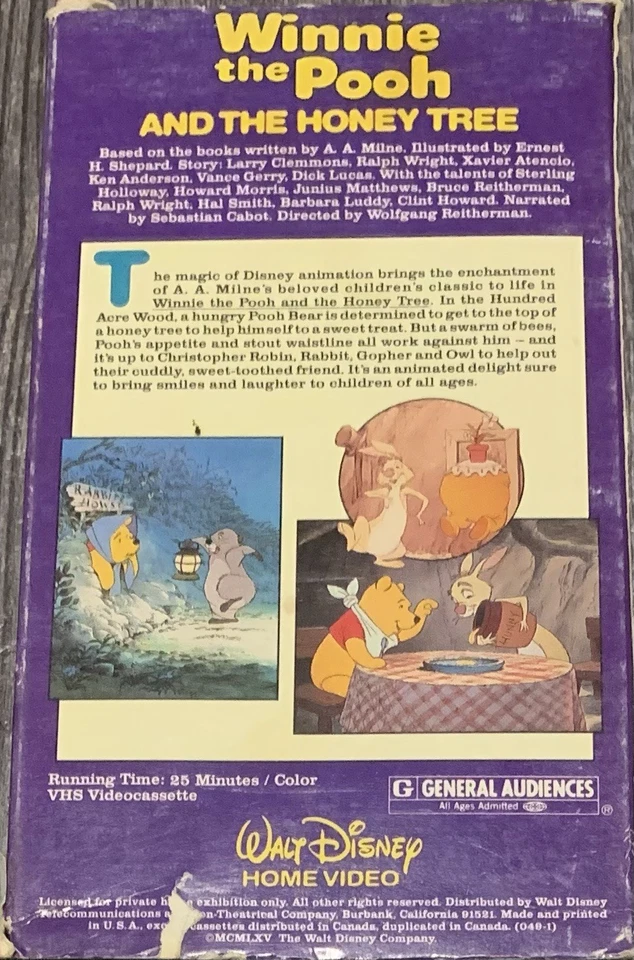 Winnie The Pooh And The Honey Tree Walt Disney Home VHS Video Tape ACCEPTABLE!!! - Image 2 of 4