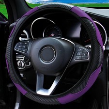 Car Steering Wheel Cover Carbon Fibre Anti-slip Protector Pu Leather Accessories
