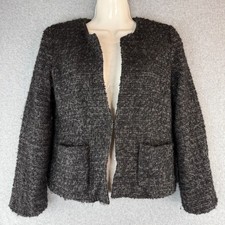 J.Crew Tweed Wool Blazer Size 2 Dark Gray Jacket Suit Business Casual Minimalist