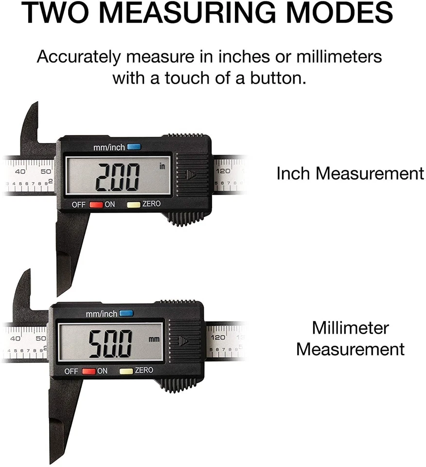 6 Digital Caliper Measuring Tool with Large LCD, Inch/MM, Internal & External - Image 2 of 4