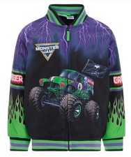MONSTER JAM GRAVE DIGGER VARSITY ZIP UP BOMBER JACKET - SIZE 10/12