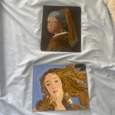 Quadri vintage fatti in casa da me, orecchino di perle ragazza, nascita di Venere. Dipinto ad olio