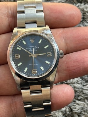 ROLEX Air King 14000M Blue Arabic Dial Case Size 34×34mm Men's Used Watch