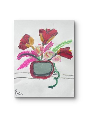 Wild Garden Still Life 11 X 14''  Impressionist Abstract Acrylic Painting Paper