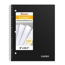 Spiral Notebook, 1-Subject, College Ruled Paper, 8" x 10-1/2", 100 Sheets per...