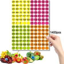 Garage Sale Price Stickers, 1400 PCS, 3/4 Inch round Tags, 4 Colors