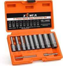 "TOPEC 11-Piece Spiral Type Deep Extractor Set, Spark Plug Easy-out Set, for Re.