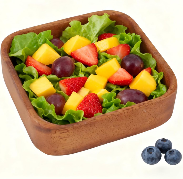 Dekoschale SalatschüSsel Aus Akazienholz, Holzschale Deko Obstschale Holz, LäNgl-image