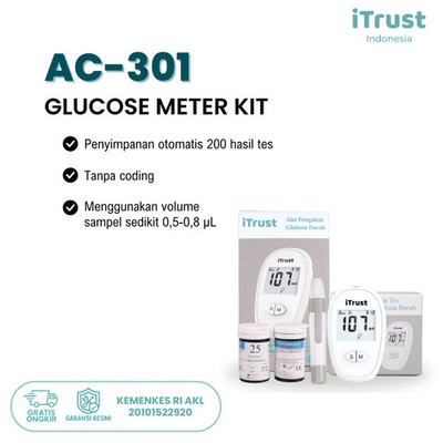 iTrust AC-301 High Accuracy Blood Sugar Tester Complete PackageIncludes 50 Strip